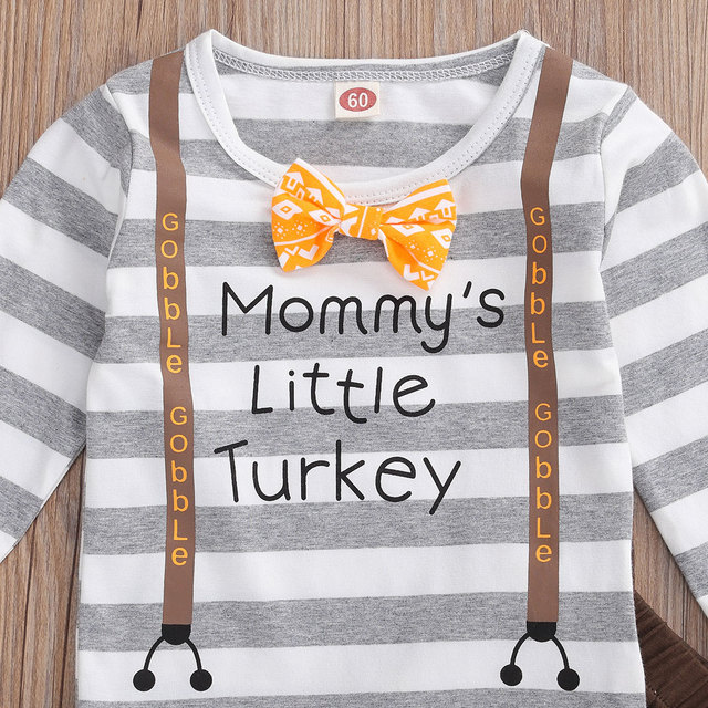 Nowe, jesiennie zestawienie dla niemowląt: Body z długim rękawem, spodnie i słodki indykowy kapelusz - dla chłopców - Wianko - 3