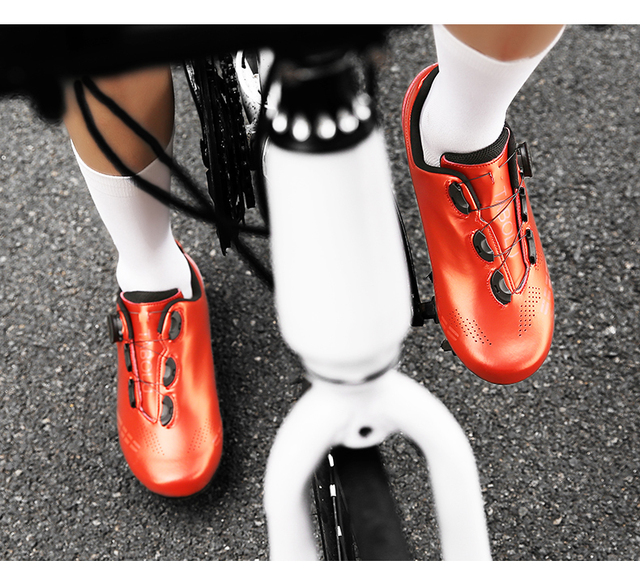 Buty rowerowe szosowe pomarańczowe damskie SPD MTB antypoślizgowe, samoblokujące, profesjonalne, unisex - Wianko - 16
