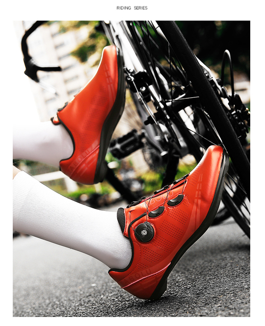 Buty rowerowe szosowe pomarańczowe damskie SPD MTB antypoślizgowe, samoblokujące, profesjonalne, unisex - Wianko - 13