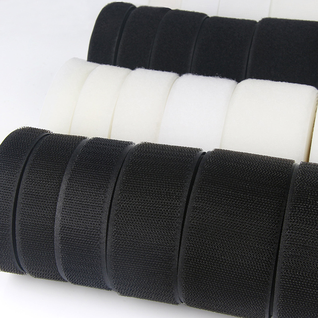 Taśma rzepowa bezklejowa Velcros - 5 metrów/partia, szerokości: 16/20/25/30/38/50/100/150mm, kolor: czarny i biały, do szycia DIY - Wianko - 8