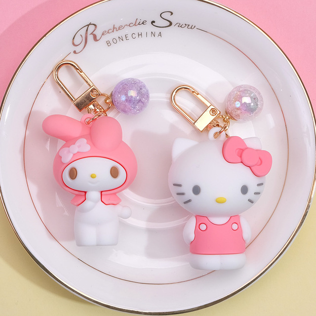 Brelok do kluczyków Sanrio Kuromi Mymelody Kitty w stylu Kawaii - śliczny mały prezent z wiszącą laleczką na boże narodzenie dla chłopca i dziewczyny - Wianko - 4