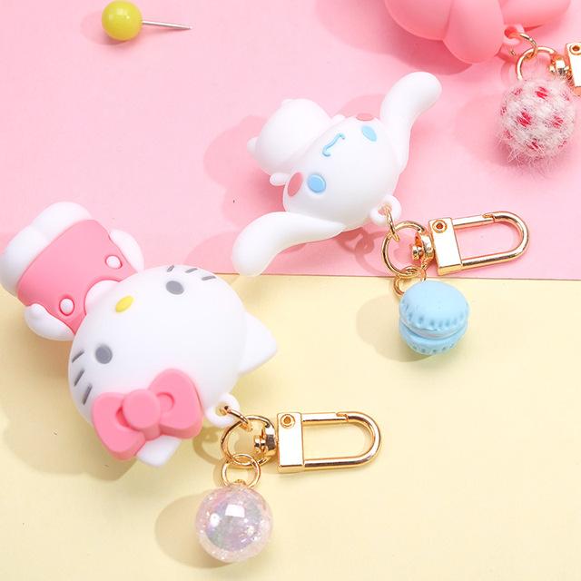 Brelok do kluczyków Sanrio Kuromi Mymelody Kitty w stylu Kawaii - śliczny mały prezent z wiszącą laleczką na boże narodzenie dla chłopca i dziewczyny - Wianko - 3