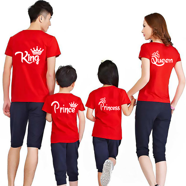 Królewski zestaw ubrań dla rodziny: pasujące koszulki z krótkim rękawem dla matki, ojca, córki, syna oraz dziecka - Wianko - 5