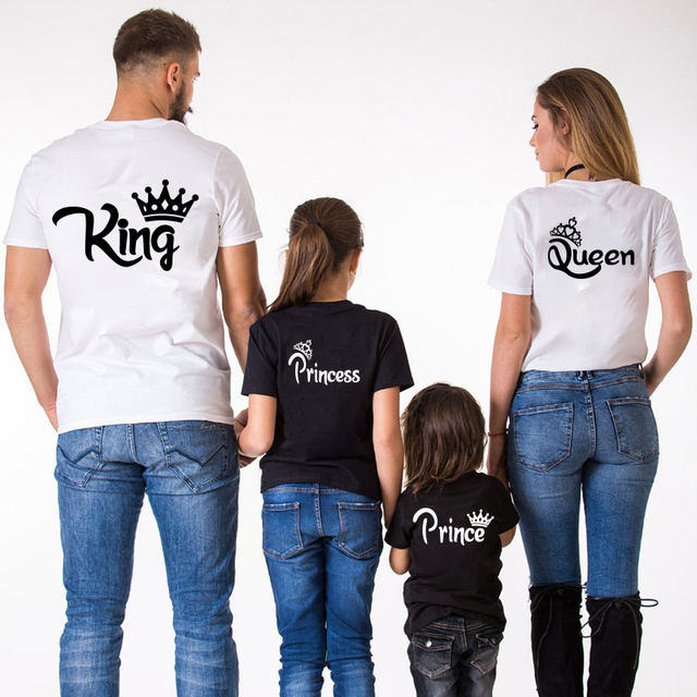 Królewski zestaw ubrań dla rodziny: pasujące koszulki z krótkim rękawem dla matki, ojca, córki, syna oraz dziecka - Wianko - 4