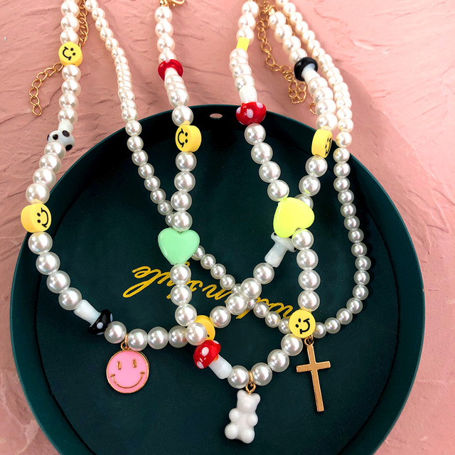 Naszyjnik Słodkie Cukierki Smiley Pearl z perłami sztucznymi - Wianko - 16