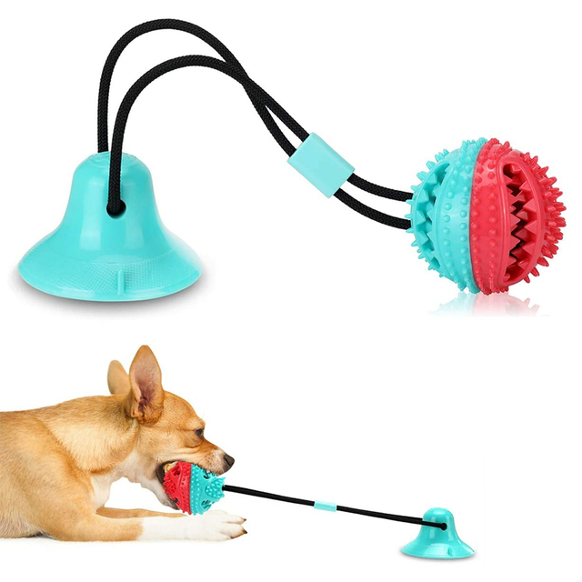 Zabawka interaktywna dla psów - piłka z przyssawką do żucia i czyszczenia zębów - Wianko - 17