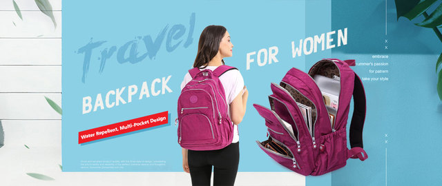 Plecak dla dziewczynek i nastolatek Famous Travel - nylon, torby szkolne, miejsce na 15.6-calowy laptop - Wianko - 1