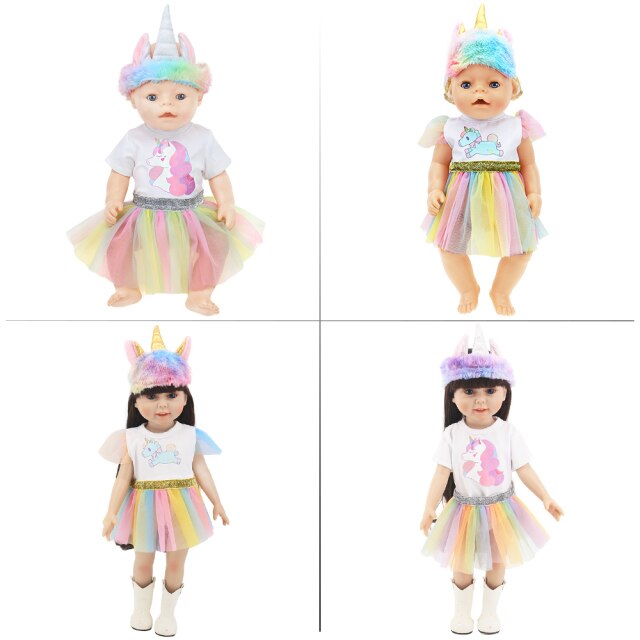 Lalka dla dzieci z ubrankami jednorożec sukienka/kombinezon, żywe 43 cm, Nenuco 35-42cm, odzież dla lalek - Wianko - 2