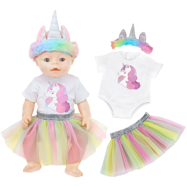Lalka dla dzieci z ubrankami jednorożec sukienka/kombinezon, żywe 43 cm, Nenuco 35-42cm, odzież dla lalek - Wianko - 19