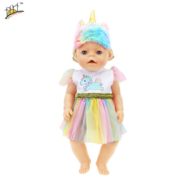 Lalka dla dzieci z ubrankami jednorożec sukienka/kombinezon, żywe 43 cm, Nenuco 35-42cm, odzież dla lalek - Wianko - 30