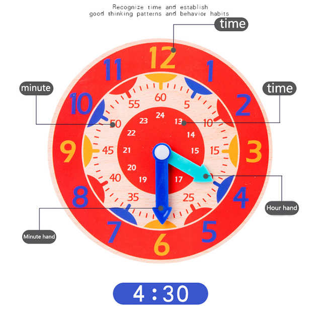 Drewniane puzzle zegar Montessori dla dzieci - nauka kalendarza, czasu i zegara - Wianko - 3