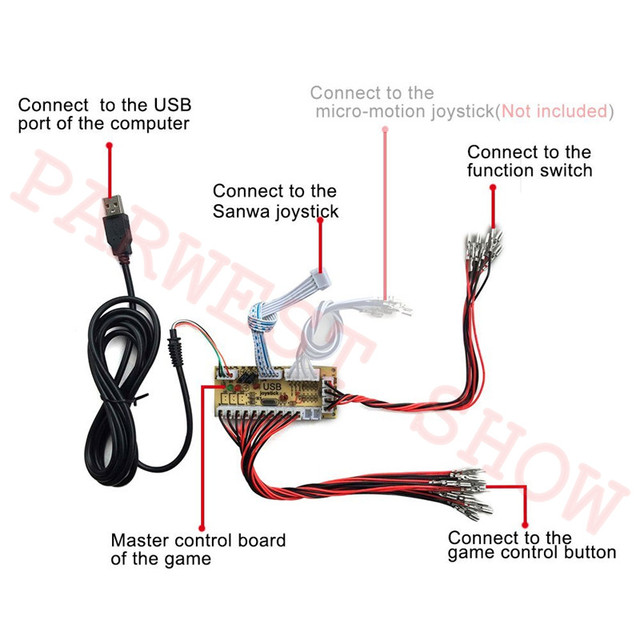 Zestaw DIY drążka arkadowego z 8-way owalnym joystickiem i przyciskami z zero opóźnieniem, z adapterem USB do komputera i maszyny do gry Jamma - Wianko - 15