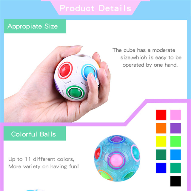 Zabawka intelektualna dla dzieci - Magiczna tęcza, dekompresyjny zestaw puzzli z kreatywną piłką nożną impulsową - Wianko - 10