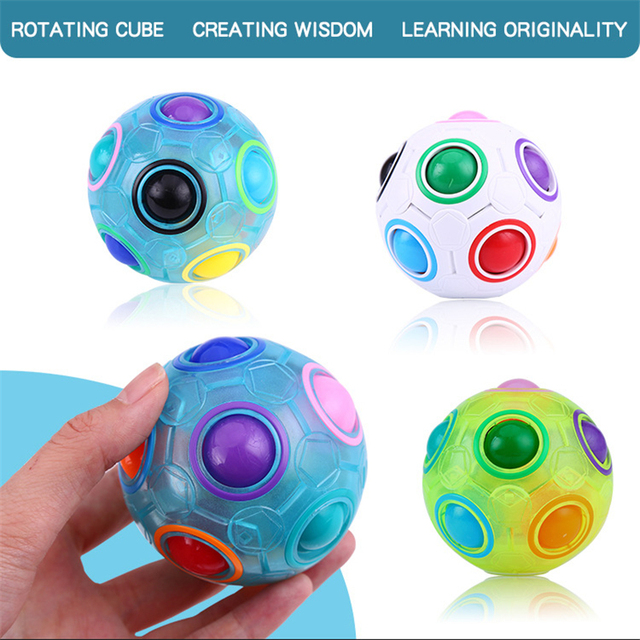 Zabawka intelektualna dla dzieci - Magiczna tęcza, dekompresyjny zestaw puzzli z kreatywną piłką nożną impulsową - Wianko - 8
