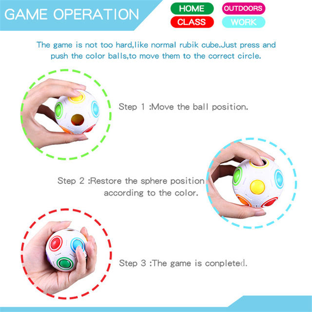 Zabawka intelektualna dla dzieci - Magiczna tęcza, dekompresyjny zestaw puzzli z kreatywną piłką nożną impulsową - Wianko - 12
