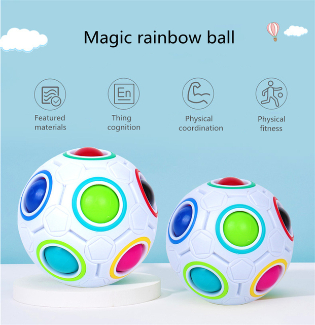 Zabawka intelektualna dla dzieci - Magiczna tęcza, dekompresyjny zestaw puzzli z kreatywną piłką nożną impulsową - Wianko - 1