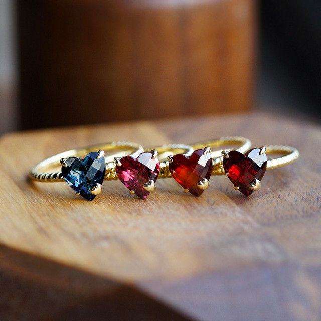 Obrączka ślubna serce cięta sześcienna cyrkonia złote pierścionki z kolorowymi kamieniami dla kobiet - biżuteria na rocznicę ślubu - Wianko - 1