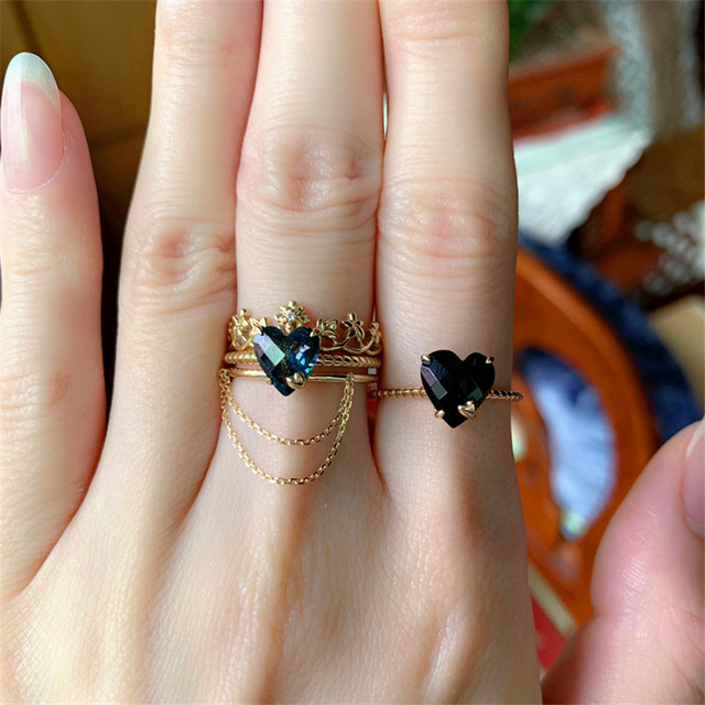 Obrączka ślubna serce cięta sześcienna cyrkonia złote pierścionki z kolorowymi kamieniami dla kobiet - biżuteria na rocznicę ślubu - Wianko - 4