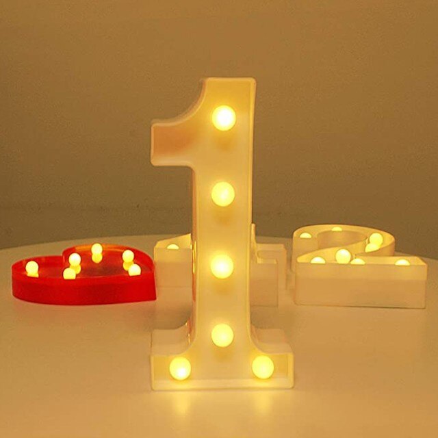 Lampa Marquee LED Light 3D numer z ciepłym białym światłem nocnym - idealna dekoracja na ślub, urodziny i do sypialni, z zapasowym akumulatorem - Wianko - 14
