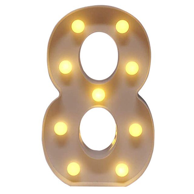 Lampa Marquee LED Light 3D numer z ciepłym białym światłem nocnym - idealna dekoracja na ślub, urodziny i do sypialni, z zapasowym akumulatorem - Wianko - 11