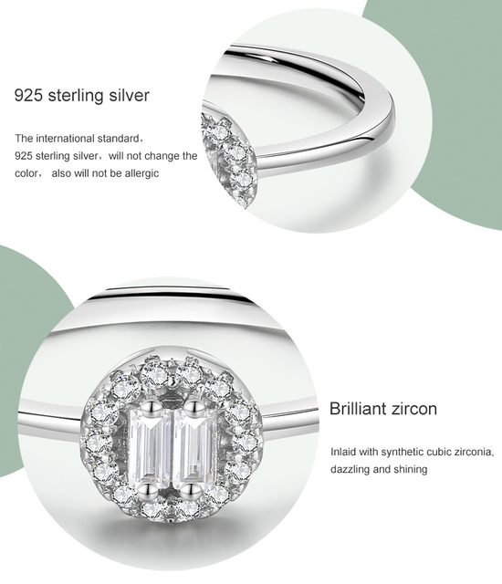 Pierścionek 925 Sterling Silver z przezroczystą cyrkonią, okrągły, dla kobiet - klasyczna ozdobna biżuteria ślubna - Wianko - 5