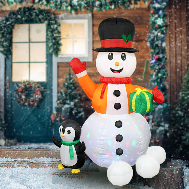 Nadmuchiwane bałwanki z pingwinem - oświetlane dekoracje świąteczne na zewnątrz - Wianko - 14