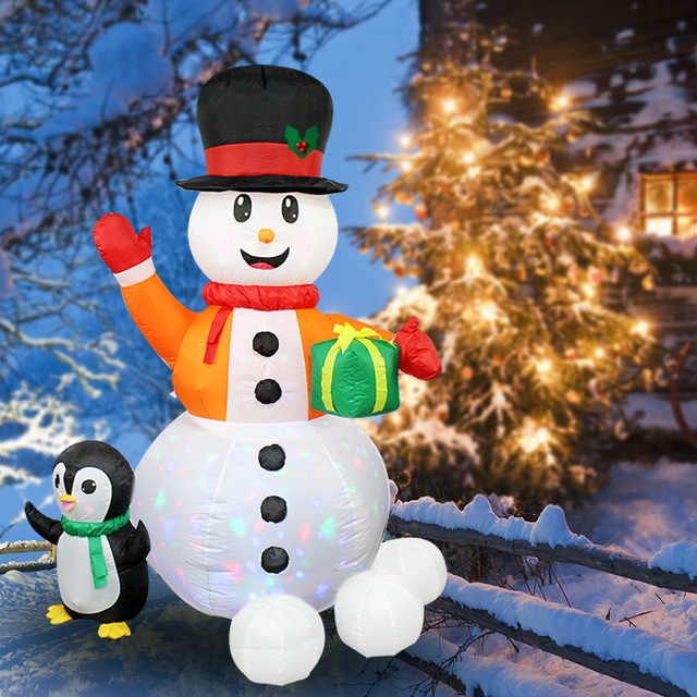 Nadmuchiwane bałwanki z pingwinem - oświetlane dekoracje świąteczne na zewnątrz - Wianko - 16