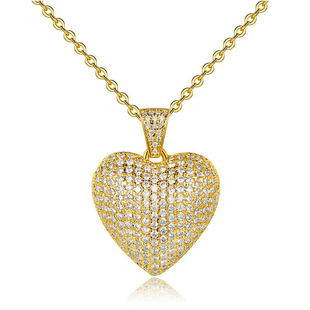 Elegancki naszyjnik ze złotym wisiorkiem w kształcie serca i delikatnym kamieniem kryształowym - Wianko - 1