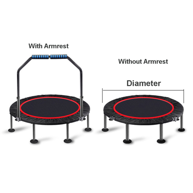 Składana trampolina o średnicy 40/48 cali do domowej siłowni - ćwiczenia fitness, okrągła, z podłokietnikiem - Wianko - 5