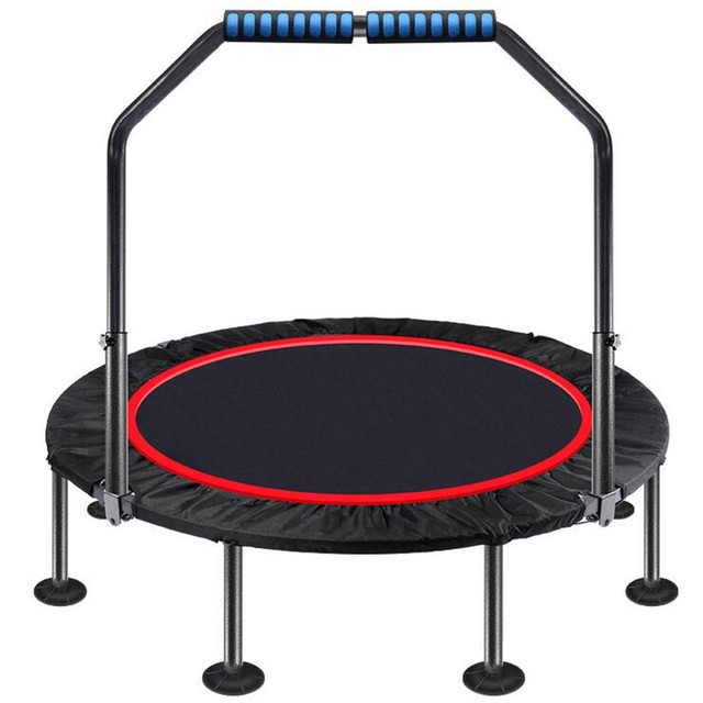 Składana trampolina o średnicy 40/48 cali do domowej siłowni - ćwiczenia fitness, okrągła, z podłokietnikiem - Wianko - 9