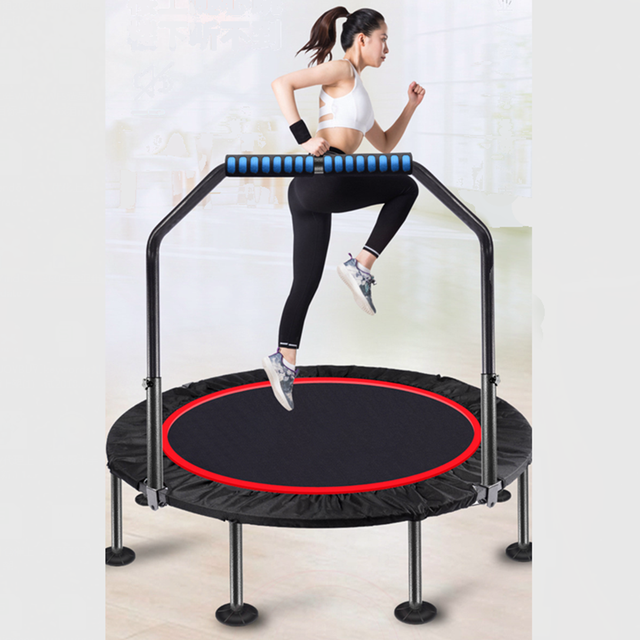 Składana trampolina o średnicy 40/48 cali do domowej siłowni - ćwiczenia fitness, okrągła, z podłokietnikiem - Wianko - 4
