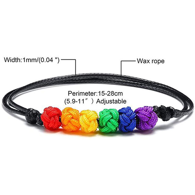 Pleciona bransoletka Rainbow LGBT Pride, regulowana, ręcznie wykonana, symbol miłości i przyjaźni dla gejów i lesbijek - Wianko - 3