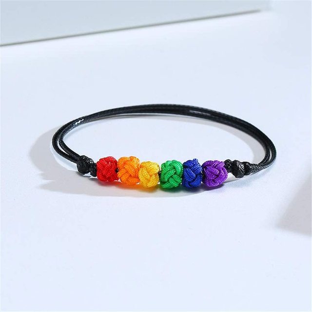 Pleciona bransoletka Rainbow LGBT Pride, regulowana, ręcznie wykonana, symbol miłości i przyjaźni dla gejów i lesbijek - Wianko - 6