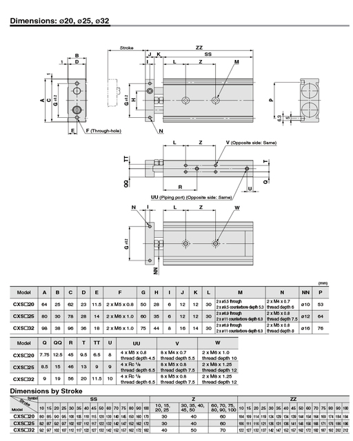 Pneumatyczny cylinderek dwustronny z podwójnym wałem, seria CXSM ze stali nierdzewnej, rozmiary 32x10, 32x20, 32x30, 32x40, 32x50, 32x60, 32x70, 32x80, 32x100 - Wianko - 5