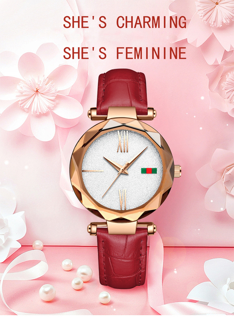 Zegarek damski CHENXI luksusowy, wodoodporny, skórzany, kwarcowy, różowe złoto - Wianko - 1