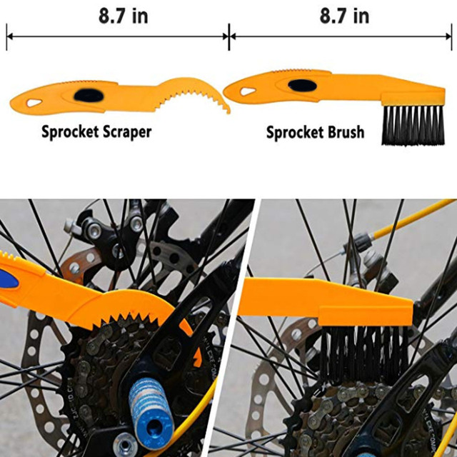 Środek do czyszczenia łańcucha rowerowego i narzędzie oczyszczające szczotki - zestaw do konserwacji roweru łączący narzędzie do czyszczenia szczotką do łańcucha rowerowego MTB i szosowego - Wianko - 2