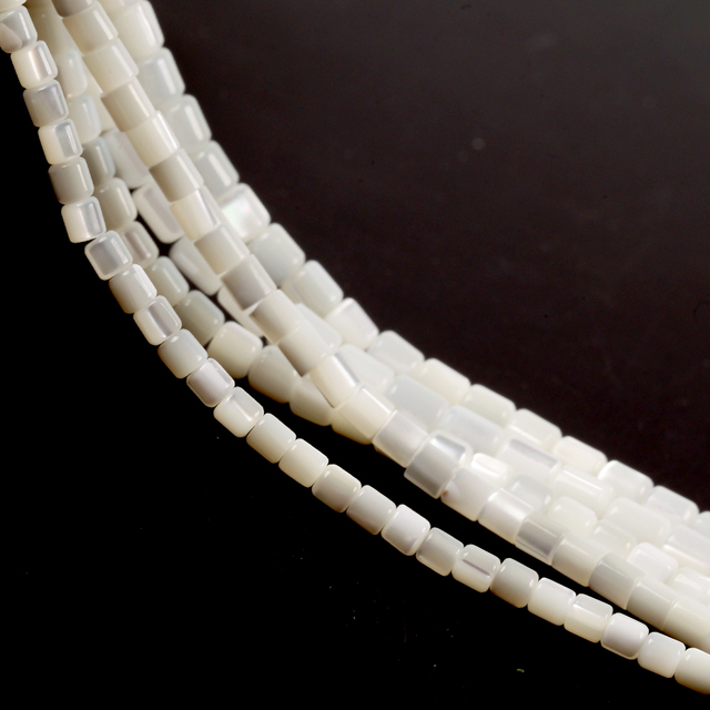 Masy perłowe koraliki cylindryczne kwadratowe w naturalnej bieli - koraliki dystansowe DIY do biżuterii, bransoletki i naszyjniki - Wianko - 6