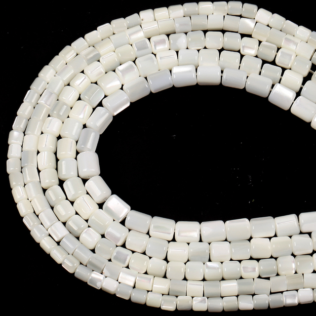 Masy perłowe koraliki cylindryczne kwadratowe w naturalnej bieli - koraliki dystansowe DIY do biżuterii, bransoletki i naszyjniki - Wianko - 5