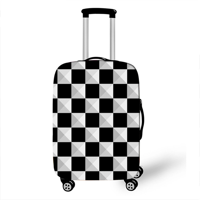 Elastyczna osłona na walizkę - pokrowiec na bagaż z paskiem w szachownicę - Wianko - 18