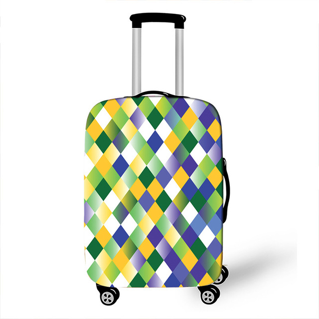 Elastyczna osłona na walizkę - pokrowiec na bagaż z paskiem w szachownicę - Wianko - 14