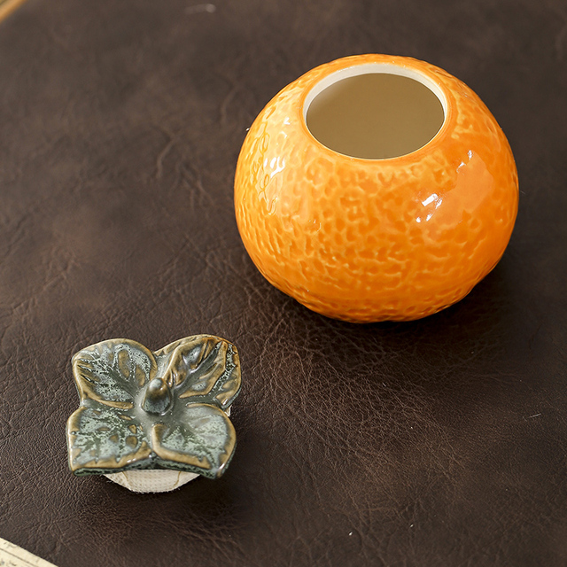 Pudełko na herbatę ceramiką w kolorze pomarańczowym, model Tieguanyin z przenośnym zamknięciem - Wianko - 5