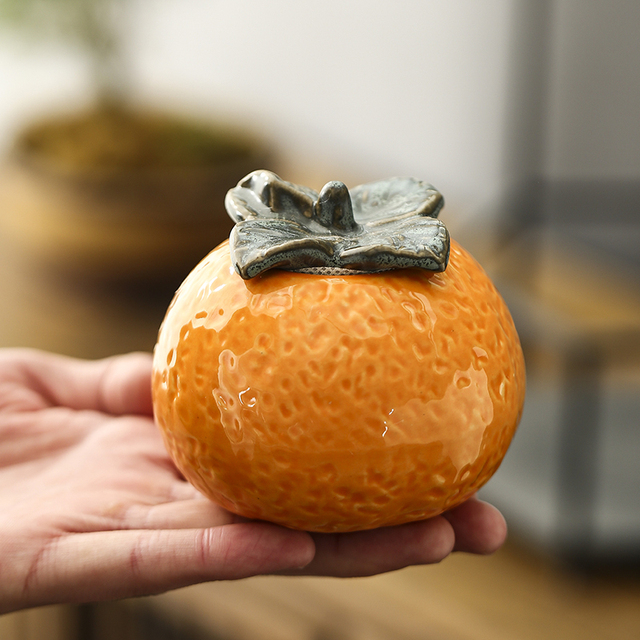 Pudełko na herbatę ceramiką w kolorze pomarańczowym, model Tieguanyin z przenośnym zamknięciem - Wianko - 3