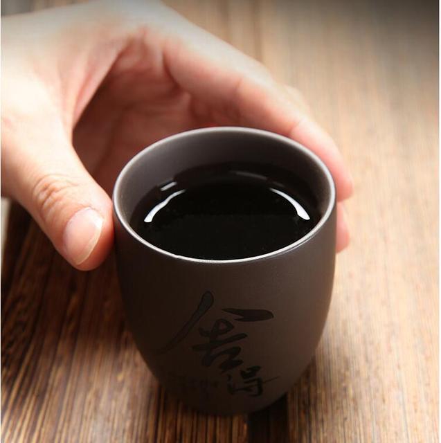 Zestaw 4 filiżanek z purpurowej gliny Yixing na herbatę i kawę, ręcznie wykonane, 120ml - Wianko - 4