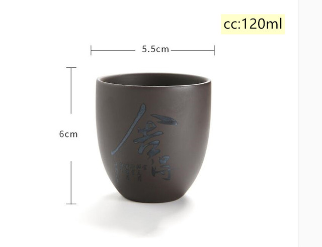 Zestaw 4 filiżanek z purpurowej gliny Yixing na herbatę i kawę, ręcznie wykonane, 120ml - Wianko - 3