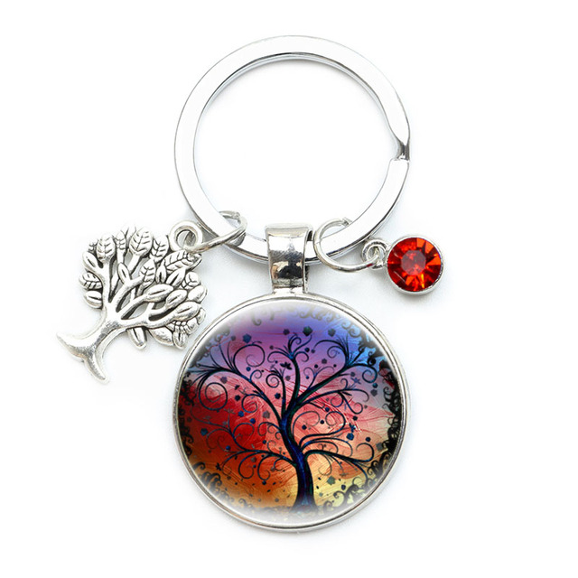 Brelok na klucze Drzewo Życia - Kryształowy Kamień Szkło Cabochon Gustav Klimt - Wianko - 8