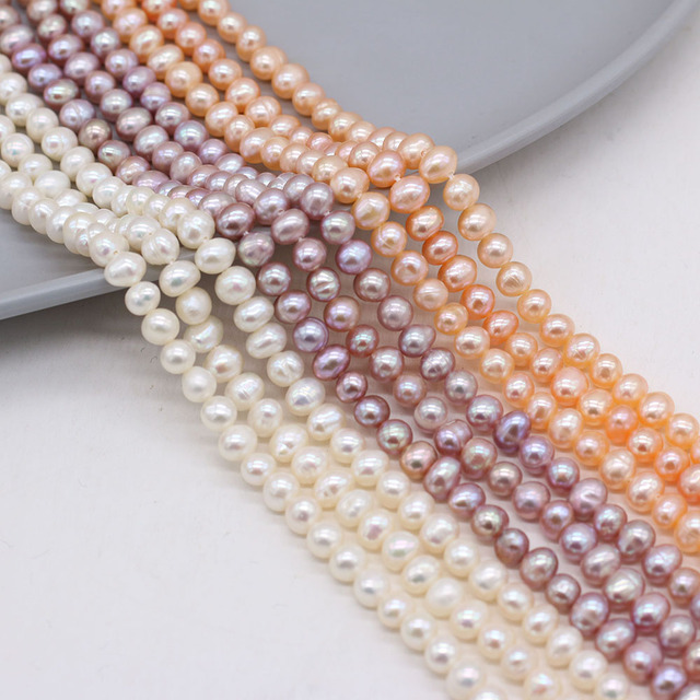 Biała biżuteria słodkowodna perła Nearround 14'' luźne koraliki do samodzielnego robienia naszyjniki i bransoletki - Wianko - 1
