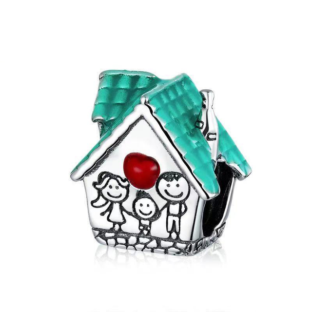 Moda kolorowa rodzina domek na drzewie - Koralikowe wisiorki koty miłość - Srebrne bransoletki DIY pandora charms + prezenty - Wianko - 5