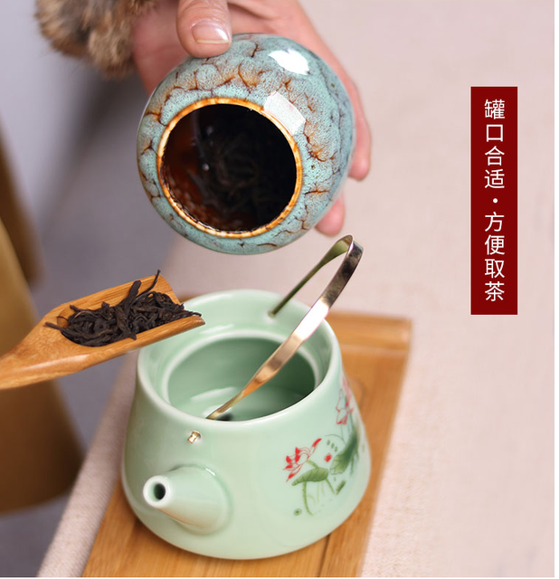 Chińskie ceramiczne naczynie na herbatę z drewnianą pokrywką i włókninową wyściółką - Wianko - 2