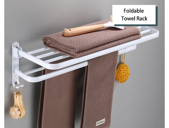 Stojak na ręczniki - Ręcznik łazienkowy składany, wieszak na ręczniki aluminiowy, biały, półki kąpielowe - Wianko - 6