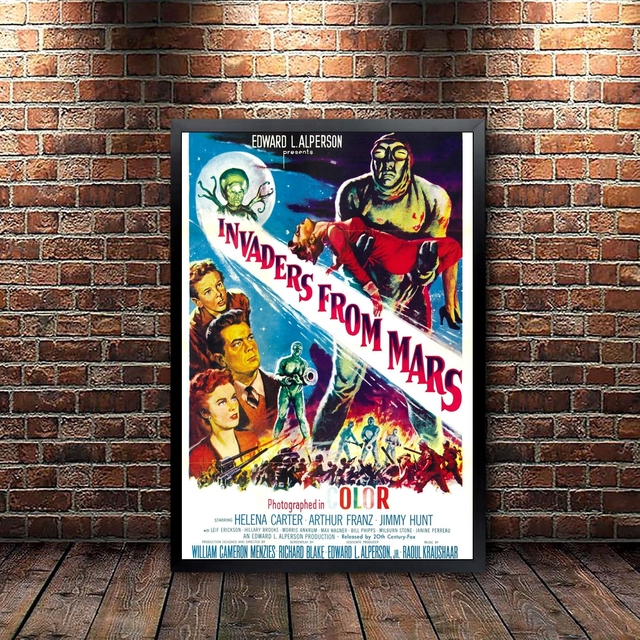 Najeźdźcy z Marsa (1953) - plakat amerykański SuperCinecolor Science Fiction Film z nadrukiem - Wianko - 4